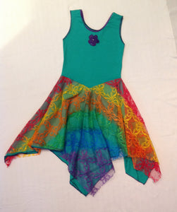 Layered Rainbow with Seagrass Green Princess Fairy Dress