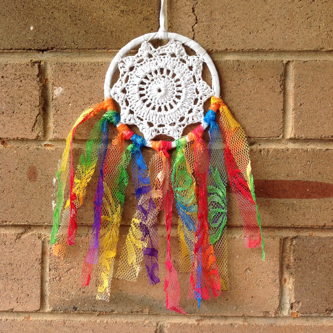 Dreamcatcher Boho Crochet Rainbow Hand Dyed 11cm