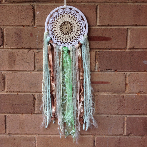 Dreamcatcher Boho Crochet Beige and Mint 16cm