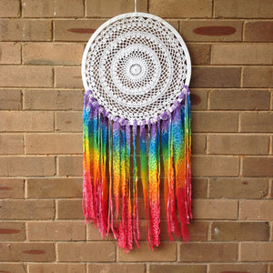 Dreamcatcher Crochet Boho Hand Dyed Rainbow 42cm