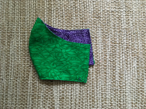 ADULT FACE MASK Reversible Double layer Green/Purple
