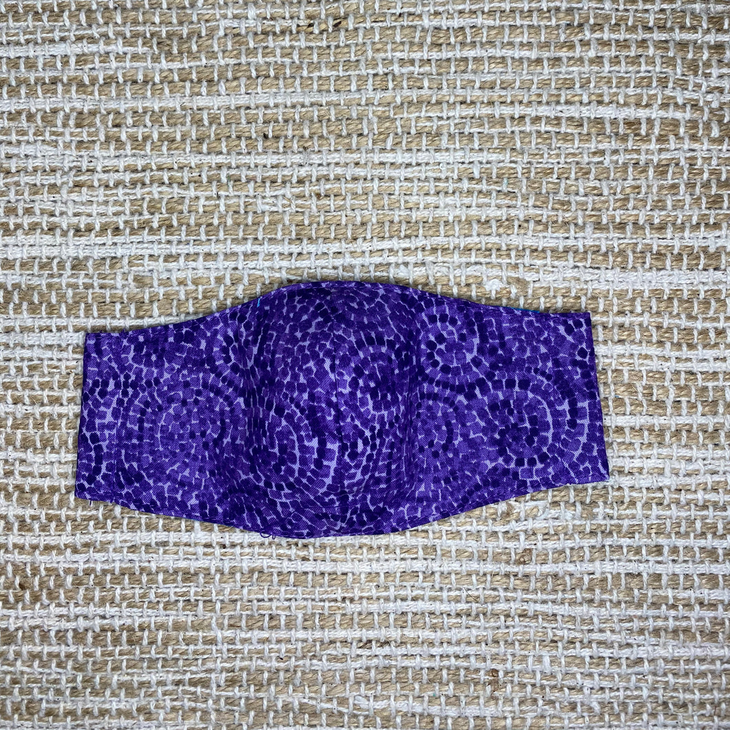 KIDS FACE MASK Triple Layer with Pocket Purple Dots