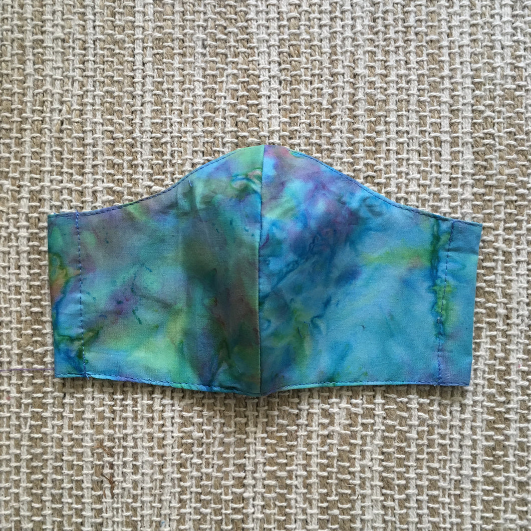 ADULT FACE MASK Triple Layer with Pocket and Nose Wire Blue Tie Dye