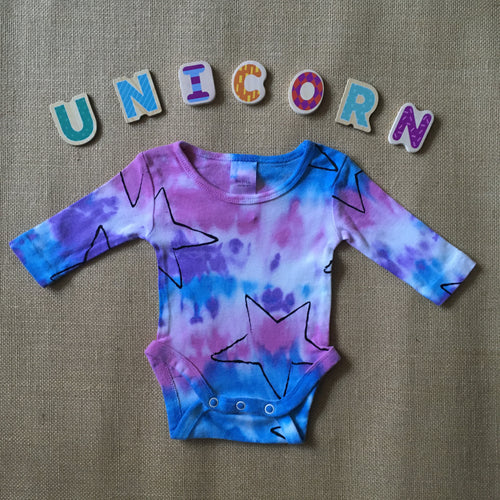 Tie Dyed Onesie Long Sleeve Unicorn Size 0000 Newborn