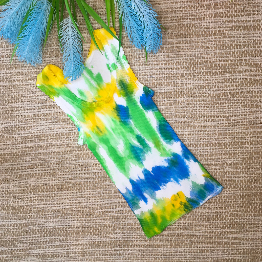 Tie Dyed Baby Singlet Blue/Green/Yellow/White size 0