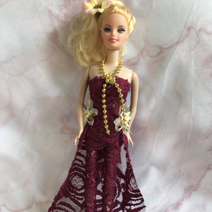 Fairy Doll Burgundy Lace