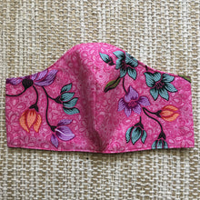 ADULT FACE MASK Triple Layer with Pocket and Nose Wire Pink Batik