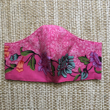 ADULT FACE MASK Triple Layer with Pocket and Nose Wire Pink Batik