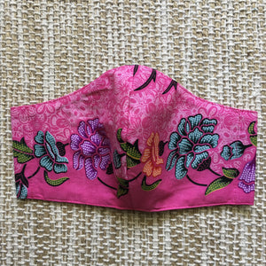 ADULT FACE MASK Triple Layer with Pocket and Nose Wire Pink Batik