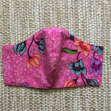 ADULT FACE MASK Triple Layer with Pocket and Nose Wire Pink Batik