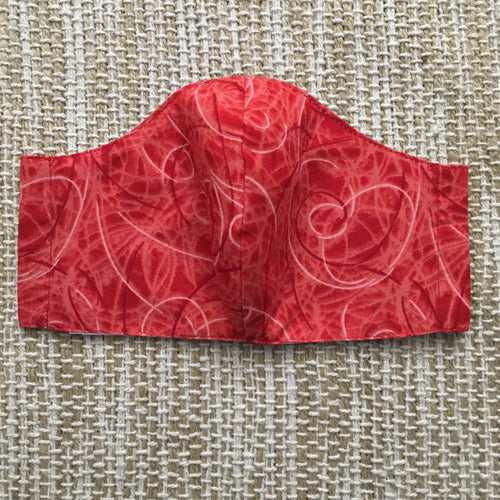 ADULT FACE MASK Triple Layer with Pocket and Nose Wire Red Swirl