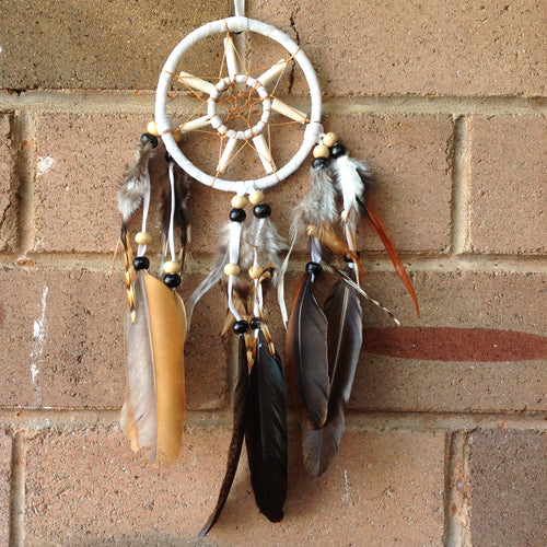 Dreamcatcher boho vintage bones and feathers 9cm