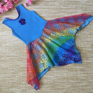 Layered Rainbow Ocean Blue Princess Fairy Dress