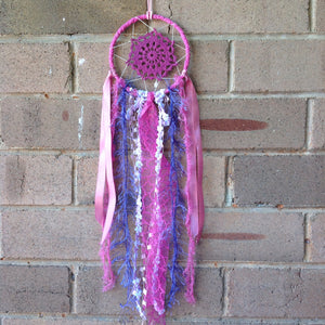 Dreamcatcher Boho Vintage Crochet Candy Pink 11cm