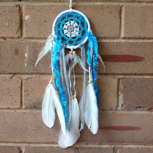 Dreamcatcher Boho Crochet Blue 9cm