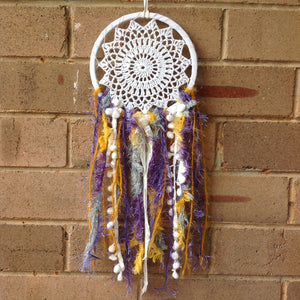 Dreamcatcher Boho Crochet Mustard and Purple 16cm