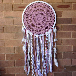 Dreamcatcher Crochet Boho Handmade Lilac 42cm