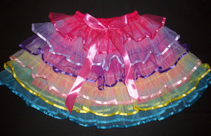 Layered Tulle Dance or Ballet Skirt Rainbow