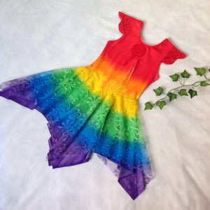 Rainbow Princess Fairy Dress Kids RED Top Size 2-14