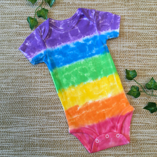 Rainbow Tie Dye Bodysuit One Piece Purple Top  Baby Size 00-0-1