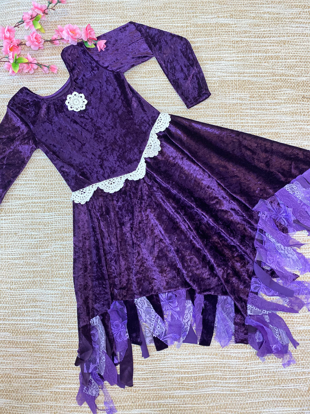Gypsy Dress Velvet Long Sleeve Purple